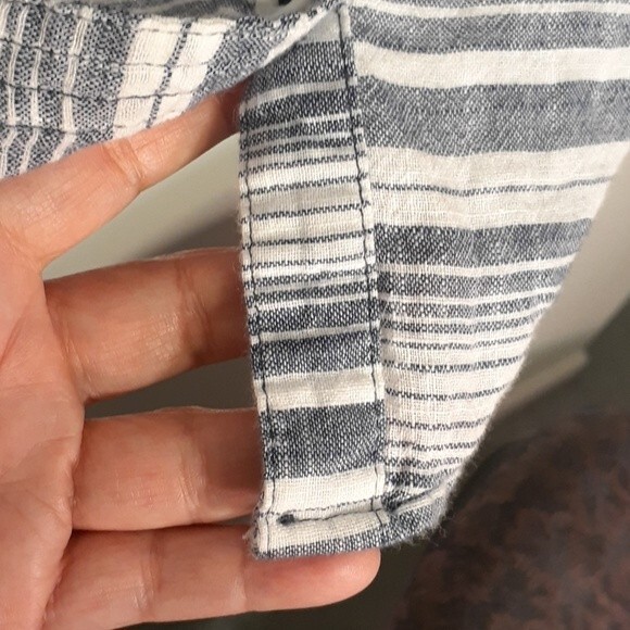 Maurices top blue white striped cotton button-down shirt m summer cotton blouse - Picture 5 of 7